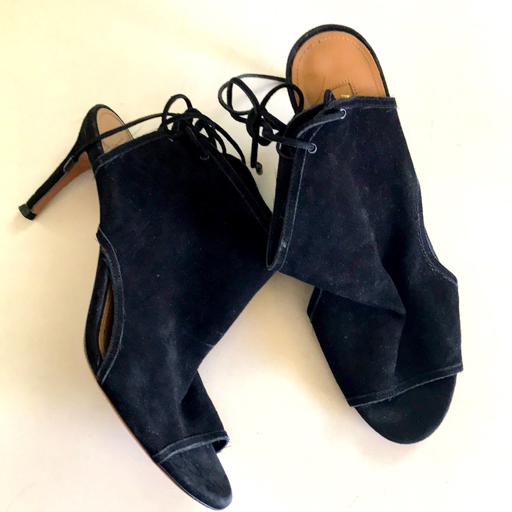aquazzura suede sexy thing cutout tie sandal 40.5